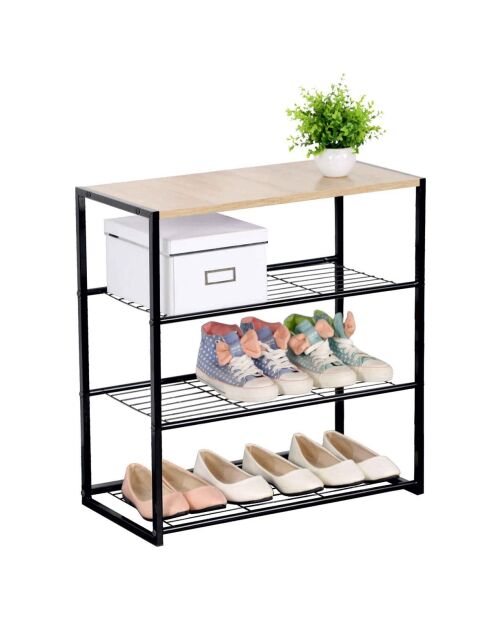Etagère à chaussures 4 niveaux en acier - lexie