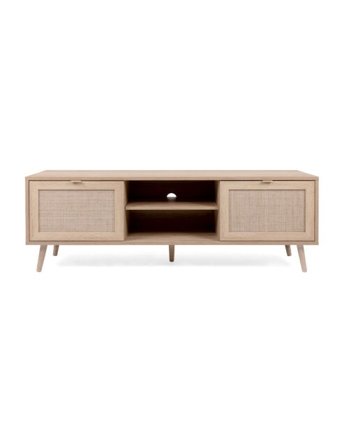 Meuble tv 2 portes l150 cm - impression rotin - bali