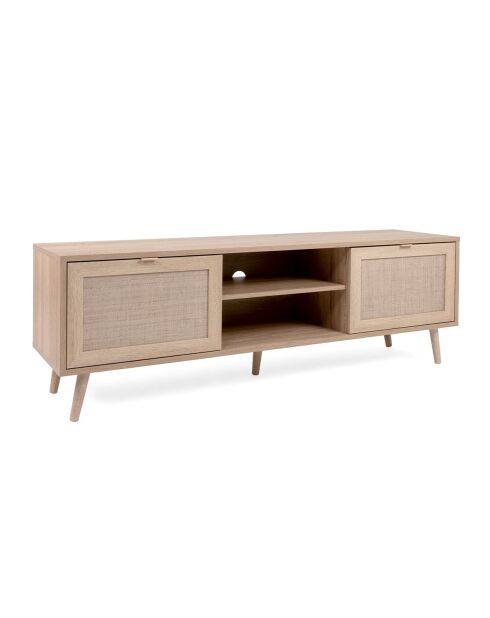 Meuble tv 2 portes l150 cm - impression rotin - bali
