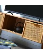 Meuble tv 2 tiroirs façades rotin l100 cm - miya