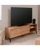 Meuble tv 2 abattants 2 niches l150 cm - plock