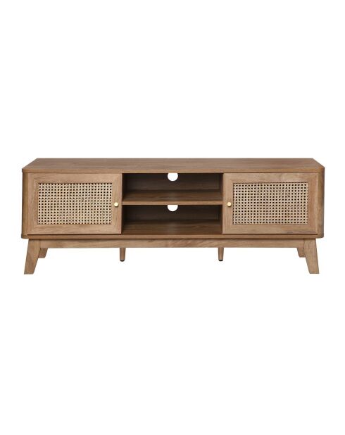 Meuble tv 2 portes en cannage rotin l140 cm - palmo
