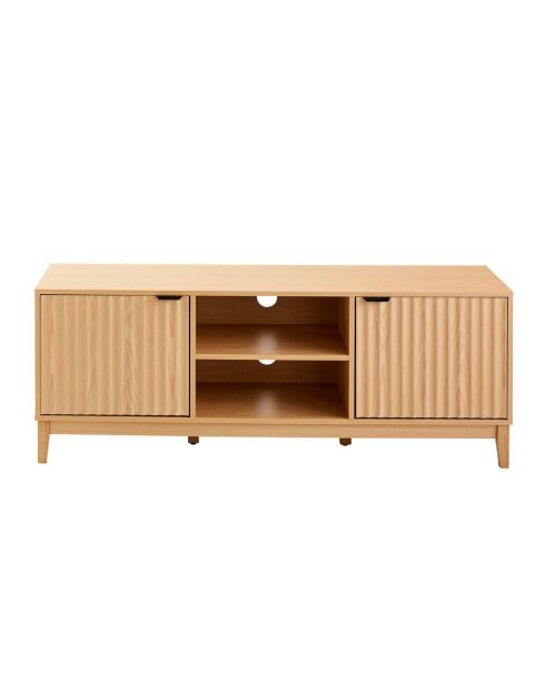 Meuble tv 2 niches et 2 portes aux façades effet vague l140 cm - bologne