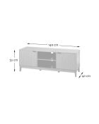 Meuble tv 2 niches et 2 portes aux façades effet vague l140 cm - bologne