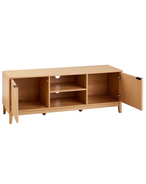Meuble tv 2 niches et 2 portes aux façades effet vague l140 cm - bologne