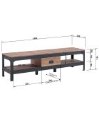 Meuble tv style industriel avec 2 niches et 1 tiroir - l150 cm