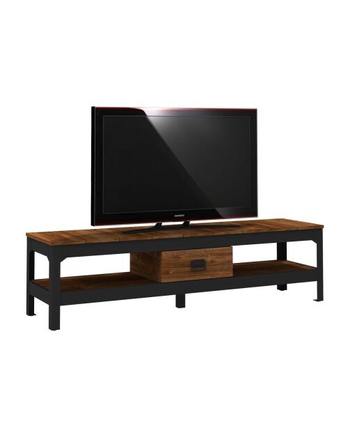 Meuble tv style industriel avec 2 niches et 1 tiroir - l150 cm