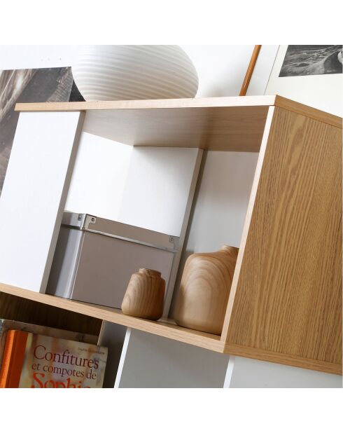Bibliothèque décor blanc et chêne - l80 x h173,5 cm