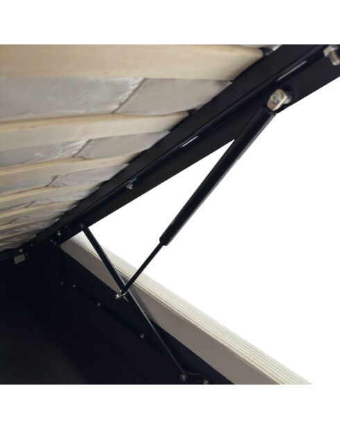 Lit coffre 140x190 cm en velours côtelé beige avec tête de lit et sommier - livy