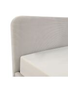 Lit coffre 140x190 cm en velours côtelé beige avec tête de lit et sommier - livy