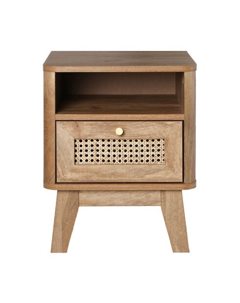 Chevet 1 tiroir façade rotin et 1 niche  l39 cm - palmo