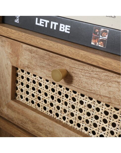 Chevet 1 tiroir façade rotin et 1 niche  l39 cm - palmo
