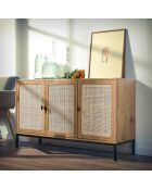 Buffet 3 portes cannage rotin l120 cm - jaya