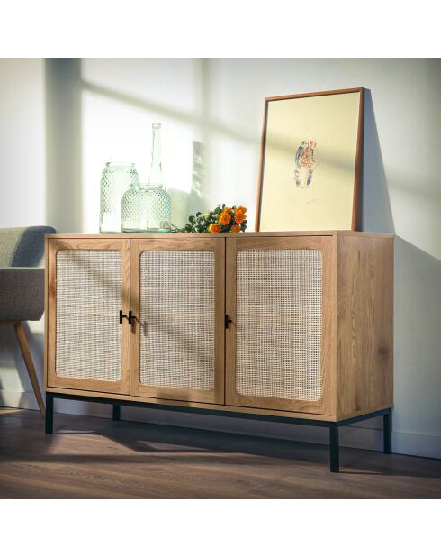 Buffet 3 portes cannage rotin l120 cm - jaya