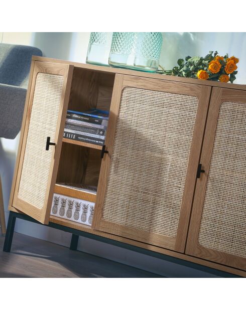 Buffet 3 portes cannage rotin l120 cm - jaya