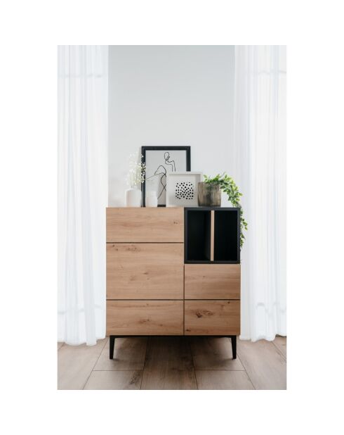 Buffet haut 2 portes 2 niches l80 cm - nola