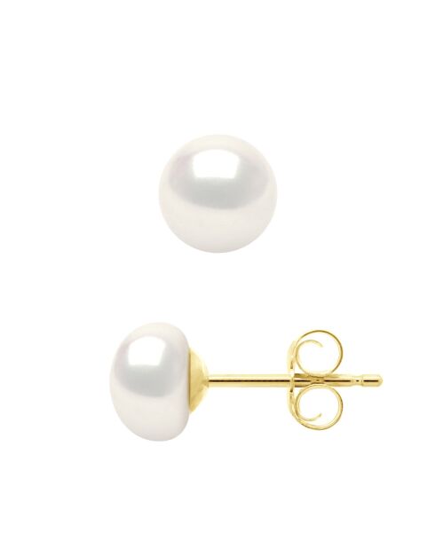 Boucles d'Oreilles en Vermeil Perles de Culture d'Eau Douce Boutons 6-7 mm