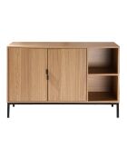 Buffet 2 portes 2 niches ouvertes effet bois rainuré l110 cm - tara