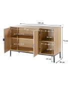 Buffet 2 portes 2 niches ouvertes effet bois rainuré l110 cm - tara