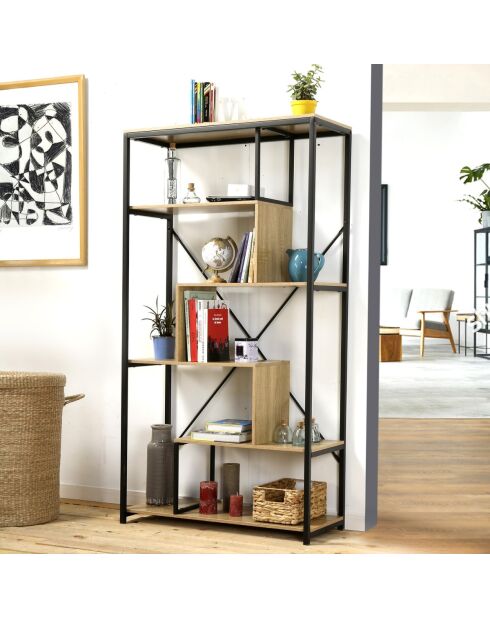 Bibliothèque avec étagères 6 niveaux h160 cm
