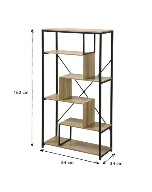 Bibliothèque avec étagères 6 niveaux h160 cm