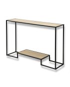 Console moderne 2 niveaux décor chêne l120cm