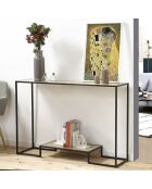 Console moderne 2 niveaux décor chêne l120cm