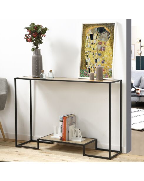 Console moderne 2 niveaux décor chêne l120cm