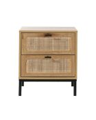 Chevet 2 tiroirs avec cannage rotin h51cm - jaya