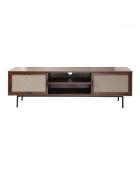 Meuble tv décor noyer avec façades en tissu  l140 cm - jetson