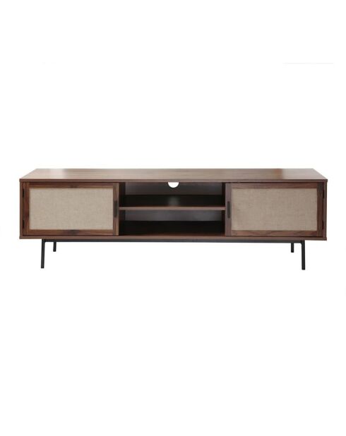 Meuble tv décor noyer avec façades en tissu  l140 cm - jetson