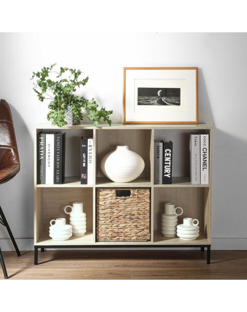 Etagère de rangement 6 cases avec pieds métal