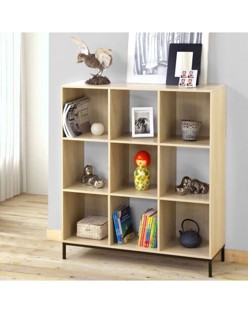 Etagère de rangement 9 cases avec pieds métal