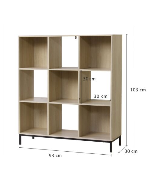 Etagère de rangement 9 cases avec pieds métal