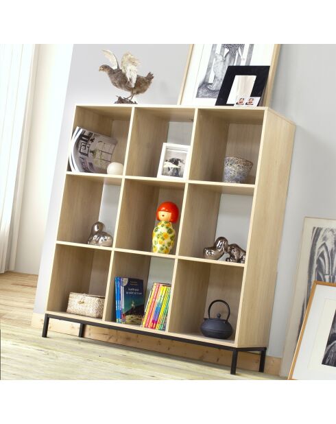 Etagère de rangement 9 cases avec pieds métal