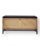 Banc d'entrée avec rangements, façade en rotin l100 cm - jaya