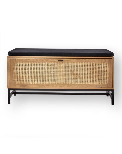 Banc d'entrée avec rangements, façade en rotin l100 cm - jaya