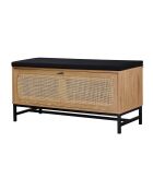 Banc d'entrée avec rangements, façade en rotin l100 cm - jaya