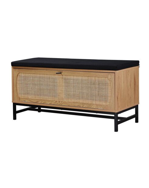 Banc d'entrée avec rangements, façade en rotin l100 cm - jaya
