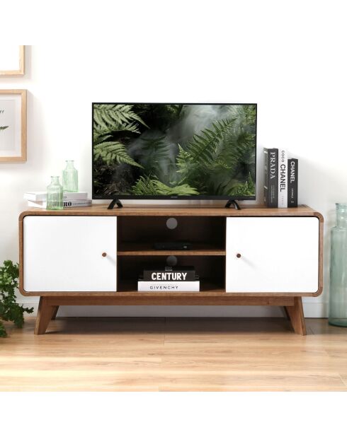 Meuble tv 2 portes et 2 niches l129 cm - albura