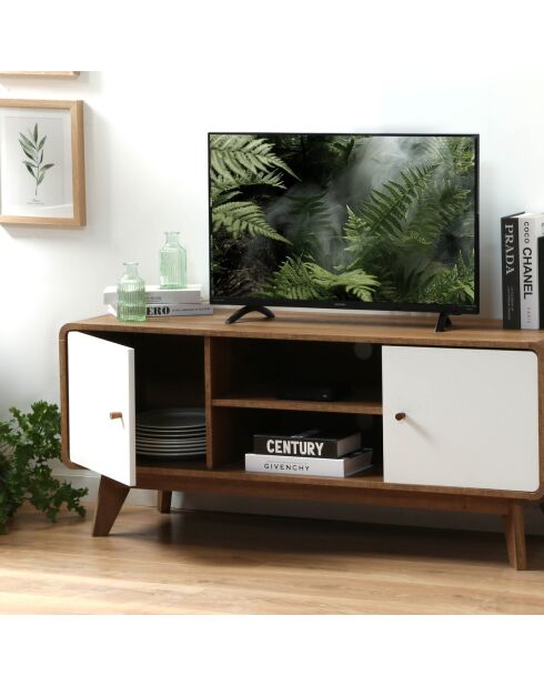 Meuble tv 2 portes et 2 niches l129 cm - albura