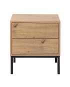 Table de chevet 2 tiroirs décor chêne h50 cm - lenny