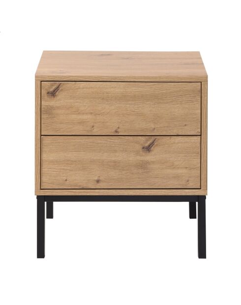 Table de chevet 2 tiroirs décor chêne h50 cm - lenny