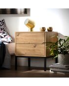 Table de chevet 2 tiroirs décor chêne h50 cm - lenny