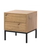 Table de chevet 2 tiroirs décor chêne h50 cm - lenny