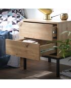 Table de chevet 2 tiroirs décor chêne h50 cm - lenny