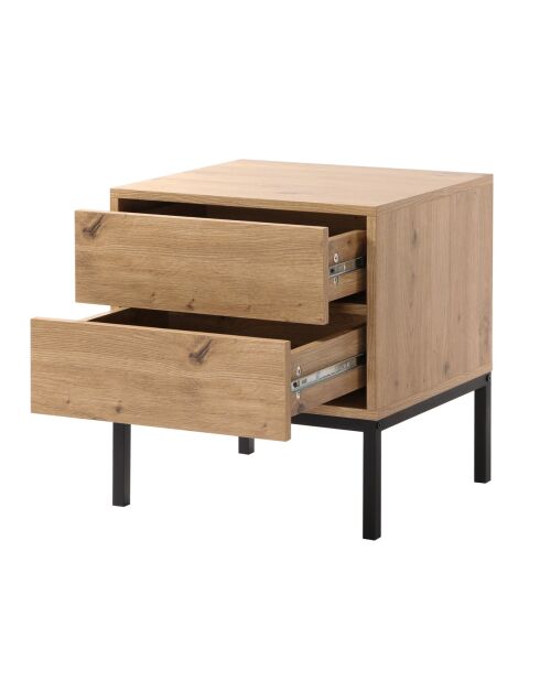 Table de chevet 2 tiroirs décor chêne h50 cm - lenny