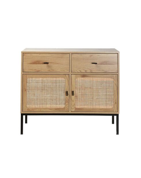 Buffet 2 portes 2 tiroirs avec cannage rotin l90cm - jaya