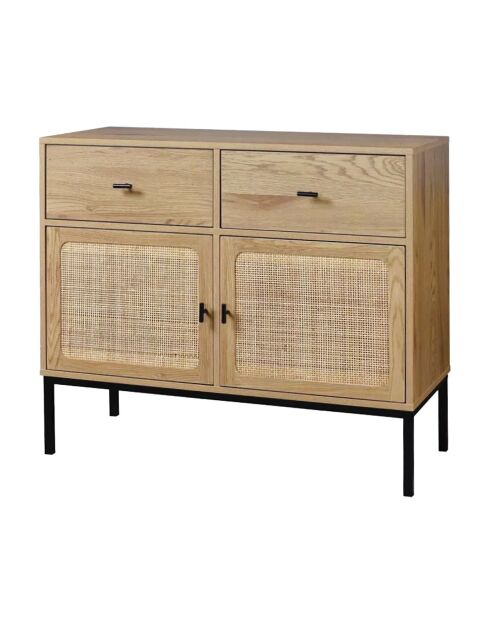 Buffet 2 portes 2 tiroirs avec cannage rotin l90cm - jaya