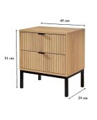 Table de chevet 2 tiroirs effet bois rainuré h51cm - tara